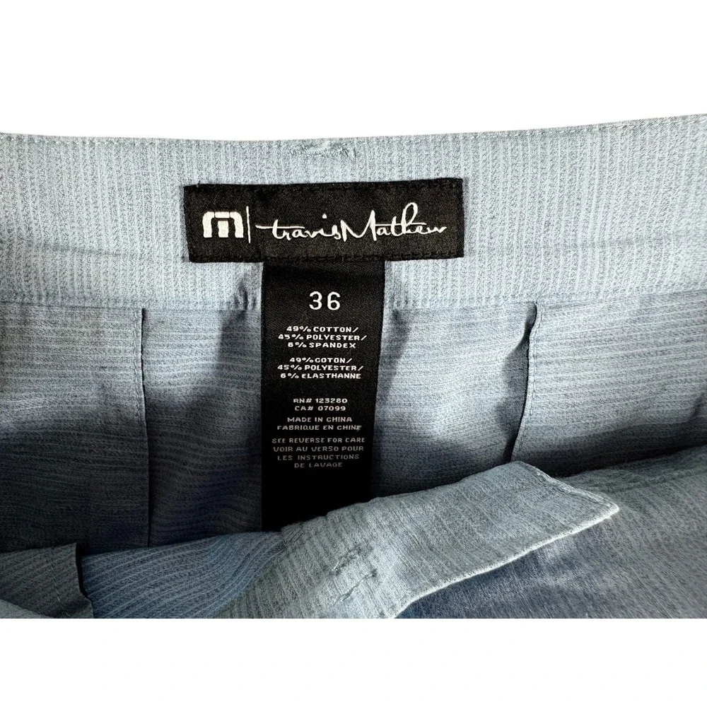Travis Mathew Chino Shorts Men 36 Heathered Blue Cotton Performance Golf Outdoor